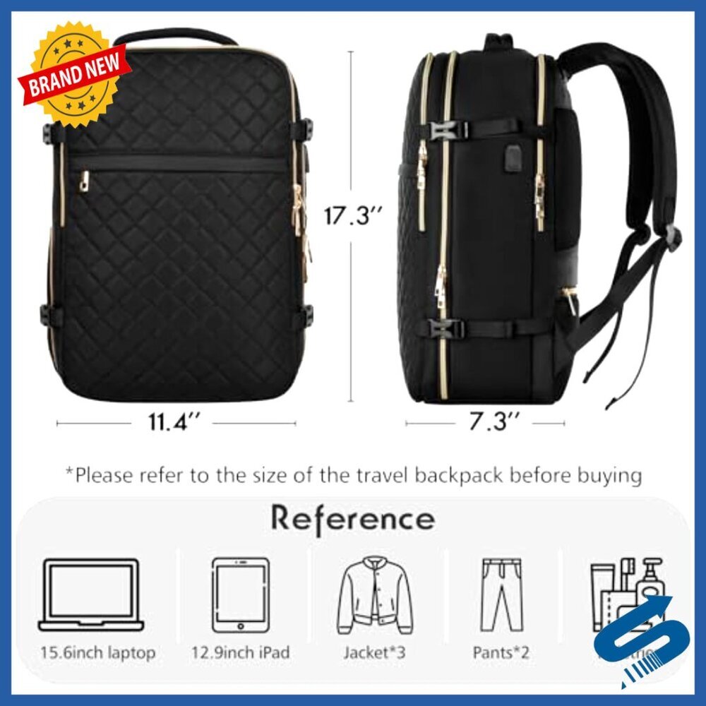 Travel Backpack with USB Port, 15.6 Inch Laptop Compartment, 3 Packing Cubes, - Picture 4 of 6
